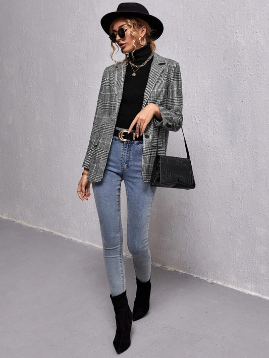 Blazer Femme Chic à Carreaux