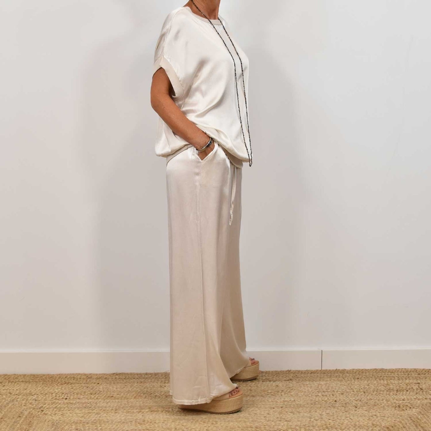 Ensemble Satin Chic - Haut Fluide & Pantalon Large